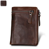 new men short wallet genuine cowhide leather men wallets double zipper purse coin pockets anti rfid card holders wallet