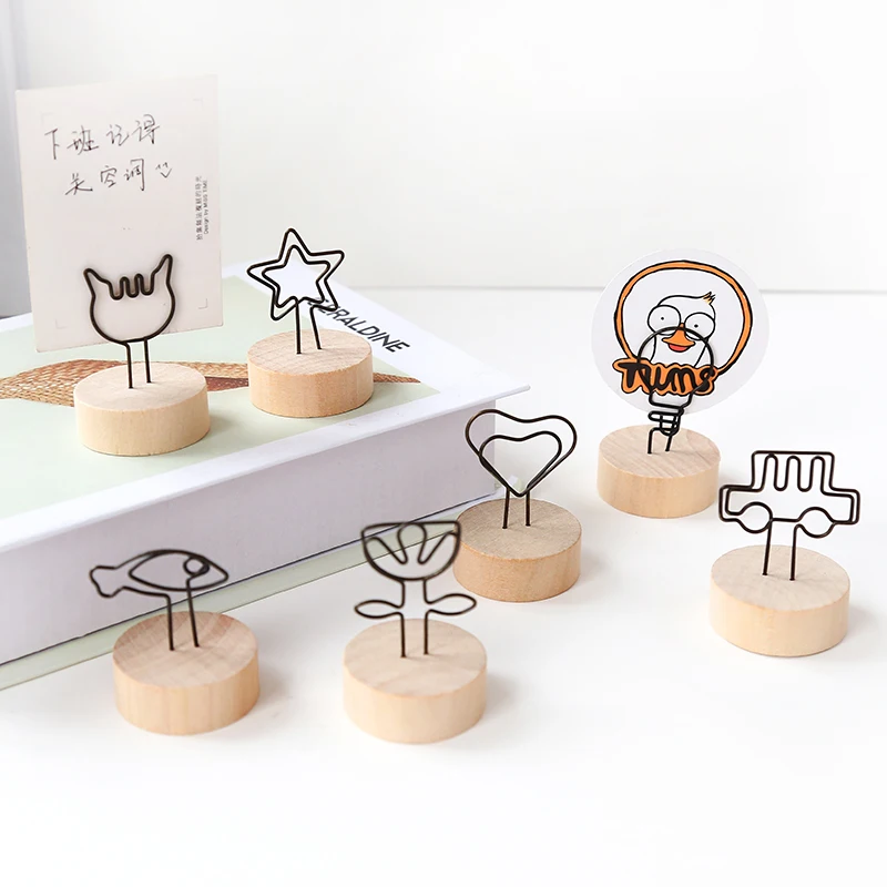 TUTU Creative Round Wooden Photo Clip Memo Name Card Pendant Holder Note Articles Picture Frame Table Number H0326 | Канцтовары для