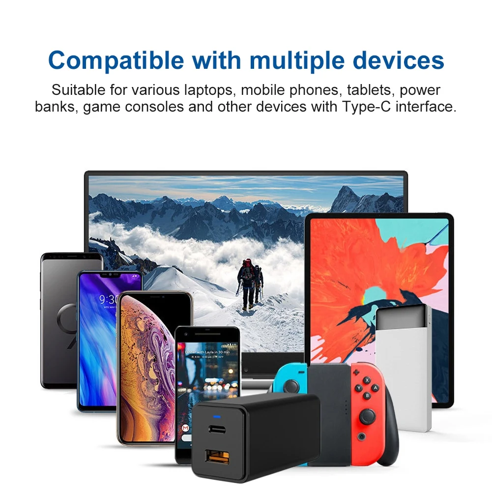 

fast charging QC 4.0 PD 3.0 Type-c USB Dual Ports 65W Fast Charging Phone Charger Adapter Converters mobile Phone Accessories