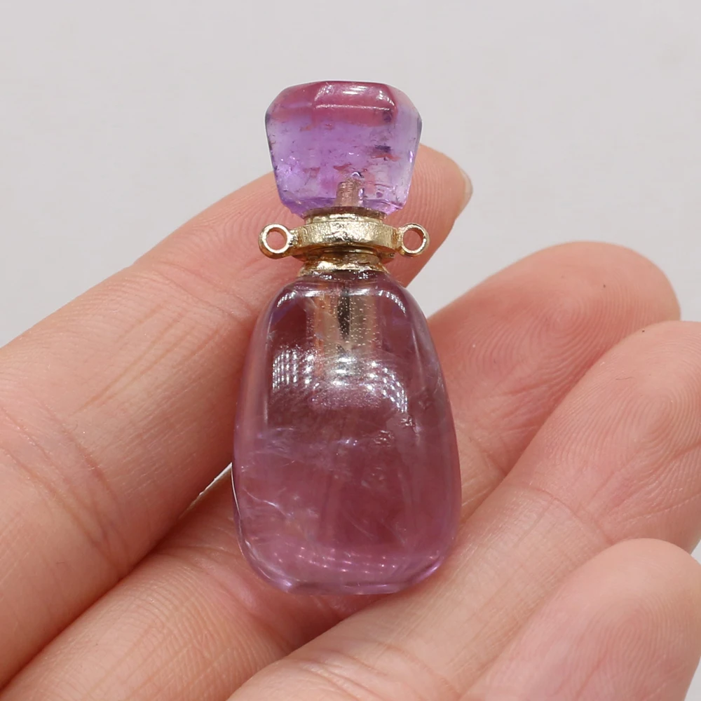 

1PC Purple Natural Amethyst Gemstone Pendant Charms Quartz Crystal Perfume Bottle Necklace Amethyst Pendant For Women Jewelry