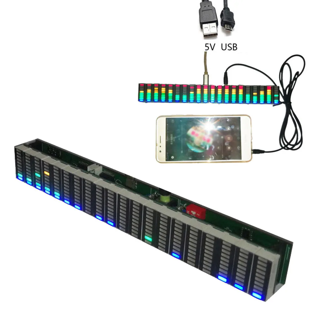 Черный стерео-измеритель УФ индикатор USB 5 В или 12 анализатор спектра музыки