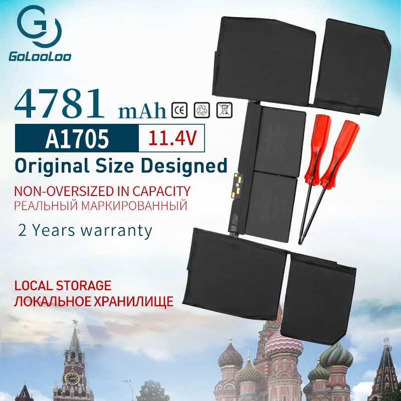 Аккумулятор Golooloo A1705 для ноутбука Macbook 12 дюймов аккумулятор A1534 5474 мАч совместимый