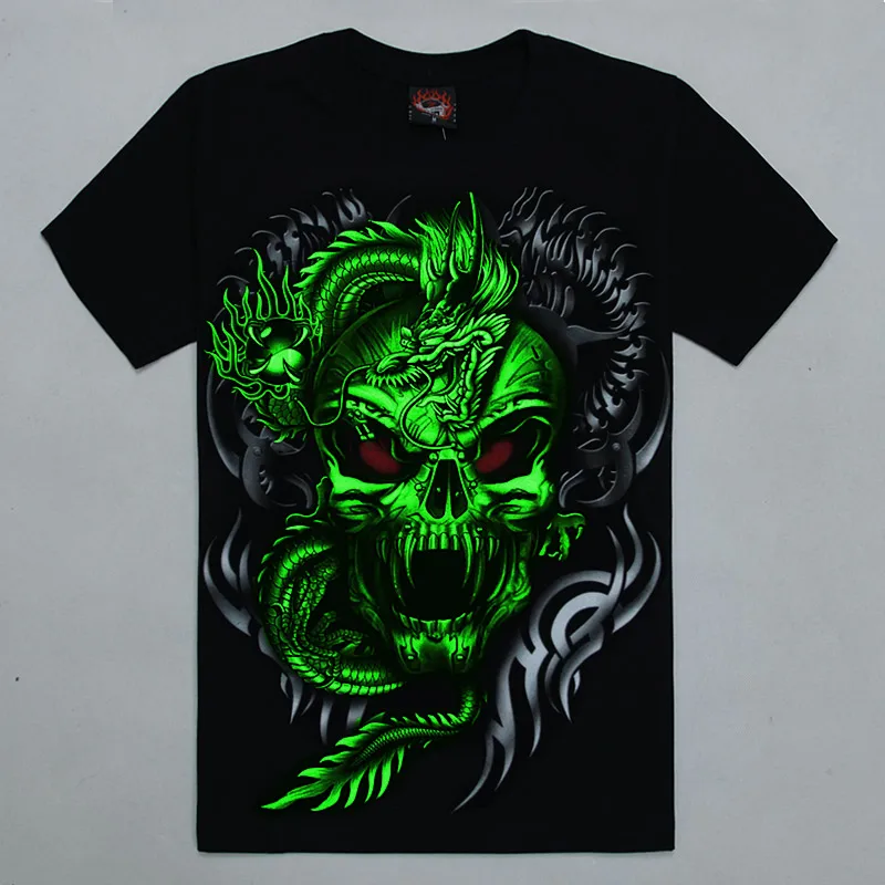 Светящаяся Мужская футболка 3D топы летние хлопковые флуоресцентные