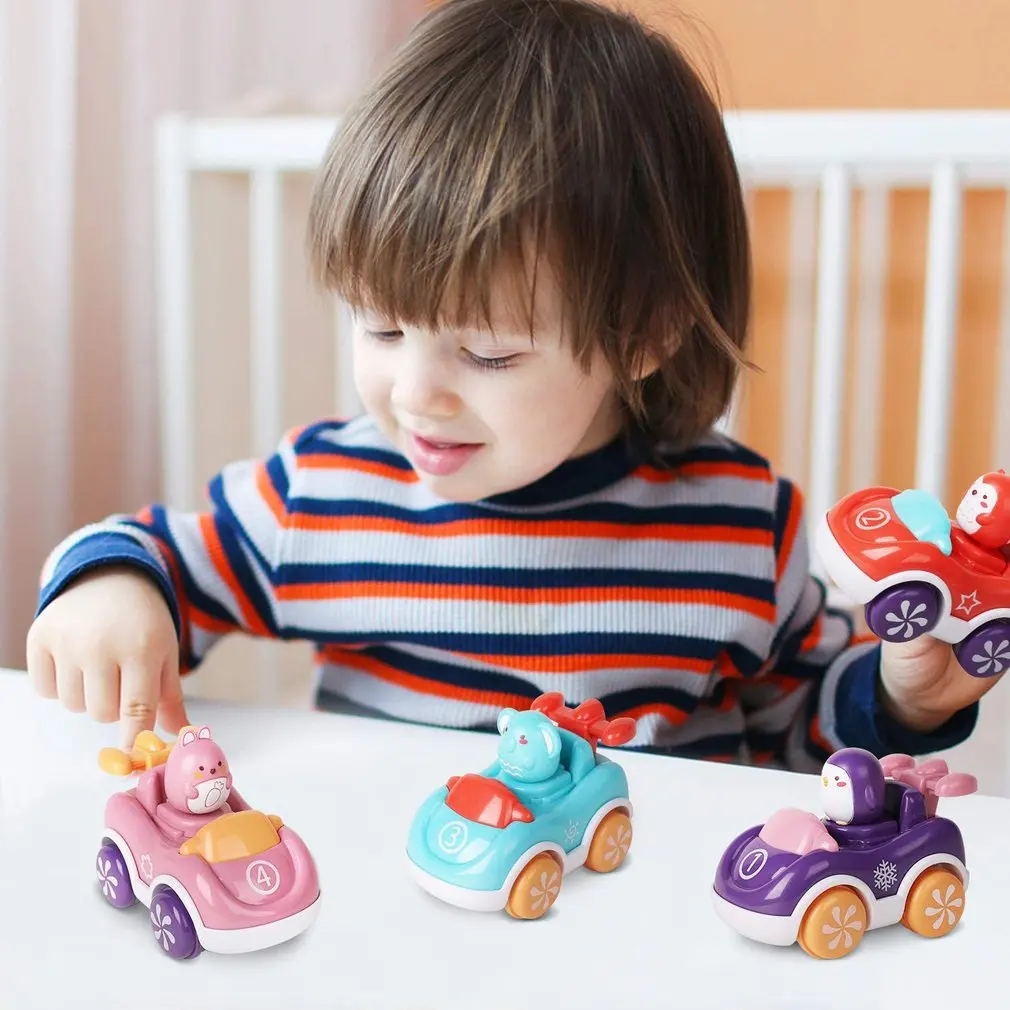 

4 Pieces Cartoon Clockwork Car Inertia Car Scooter Children's Grip Toy Birthday Gifts Children's Toy