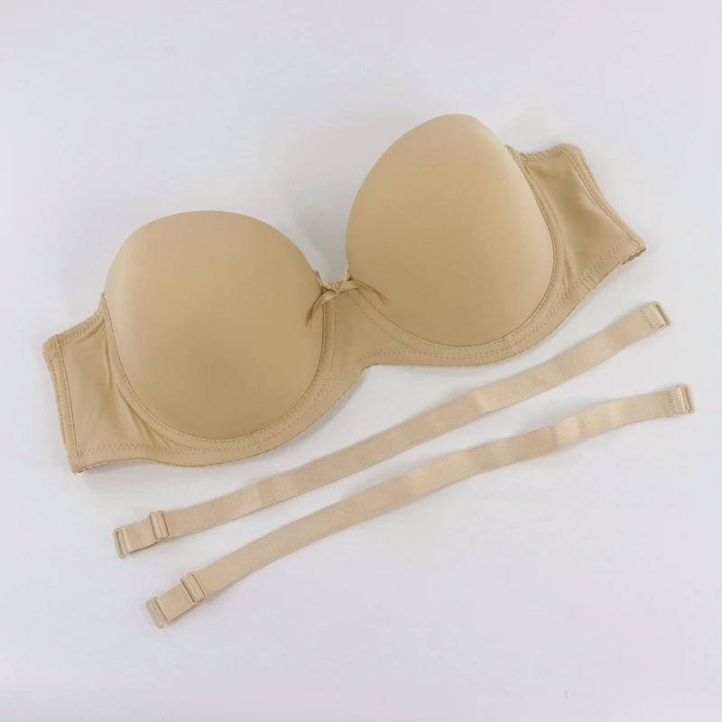 Beauwear сексуальный D DD E формы «Стакан» чашки Бюстгальтеры для женщин мягкое белье Топ Комфорт Fit без бретелек с силиконовый ремешок бесшовное нижнее белье - Цвет: Nude