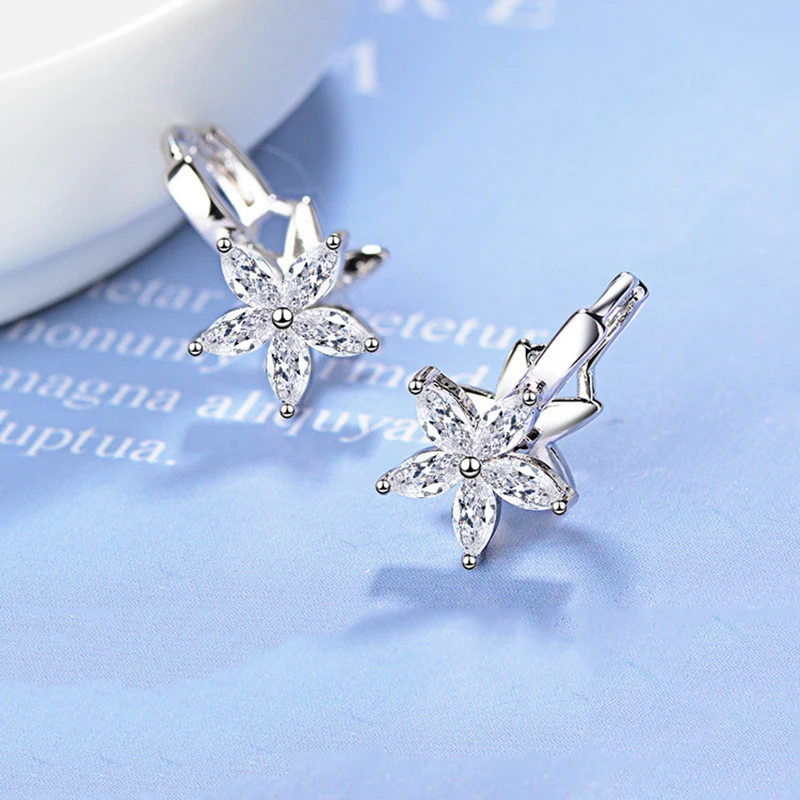 Женские серьги-кольца MEETSOFT из серебра 925 пробы с маленькими кристаллами и