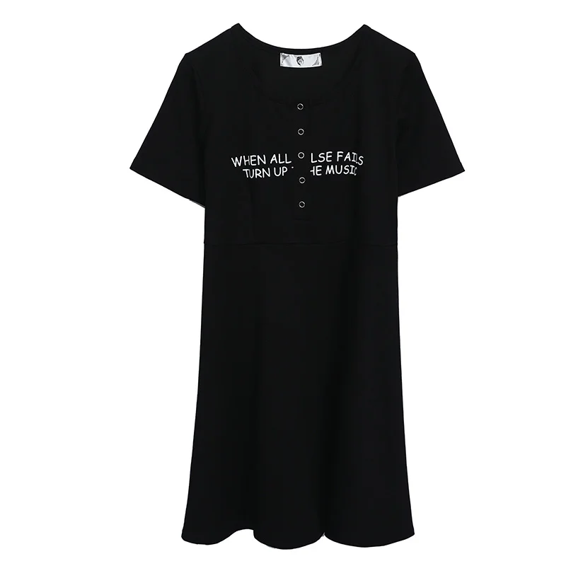 Платье летнее новое для полных женщин большого размера в стиле преппи с английской надписью "Лучшее подружка" и определенной талией 7063.