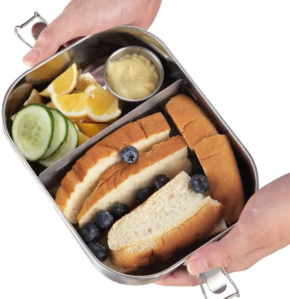 Bento Box, Realman из нержавеющей стали Герметичный Bento Ланч-бокс, 40 унций герметичный дизайн с запирающимися зажимами, металлический пищевой контейнер