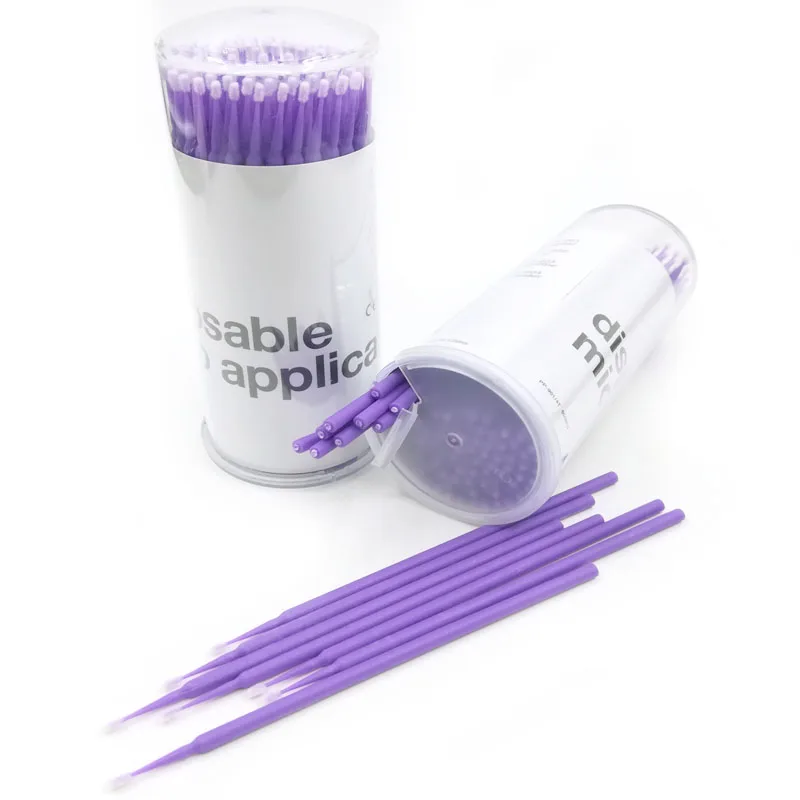 Pot-Purple(S) 100 шт./лот, одноразовая щетка для ресниц, тампон, микрощетки, инструменты для наращивания ресниц, индивидуальные инструменты для удаления ресниц, Аппликаторы - Цвет: Pot-Purple(S)