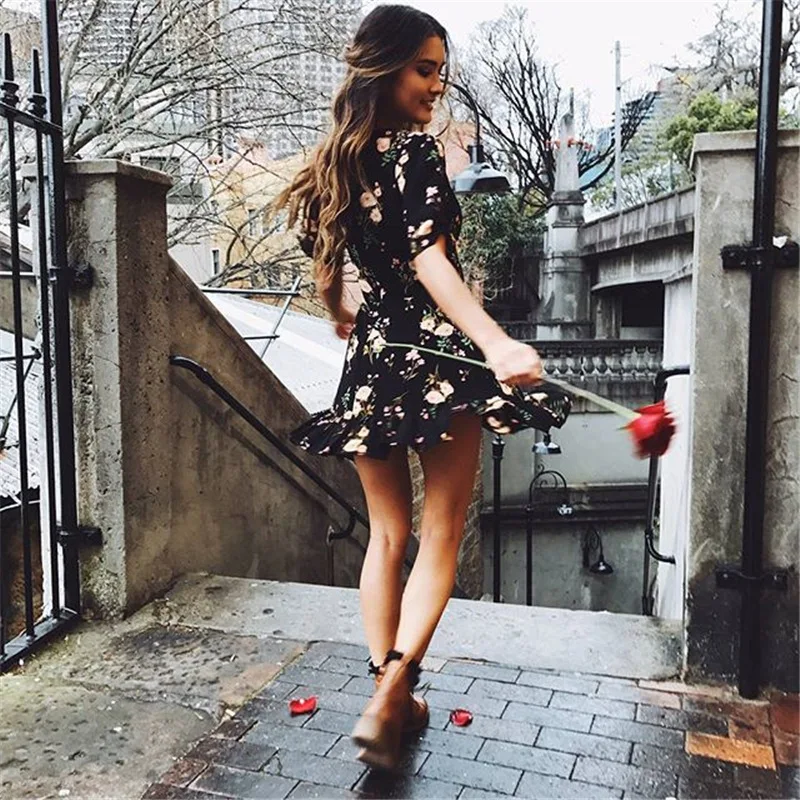 2019 костюм платье с принтом шифон Низкий свинец желанный маятник Платье женское