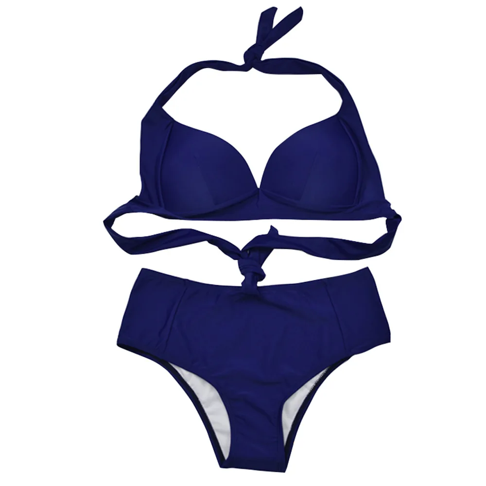 2020 Sexy High Waist Bikini Set Women Halter Swimwear Push Up Swimsuit Female Bathing Suit Beachwear Biquini W9521 | Спорт и