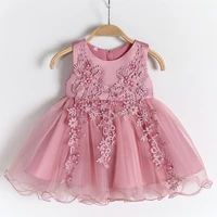 new baby girls dress toddler flower applique lace tulle 1 year birthday party dress girls baptism dress