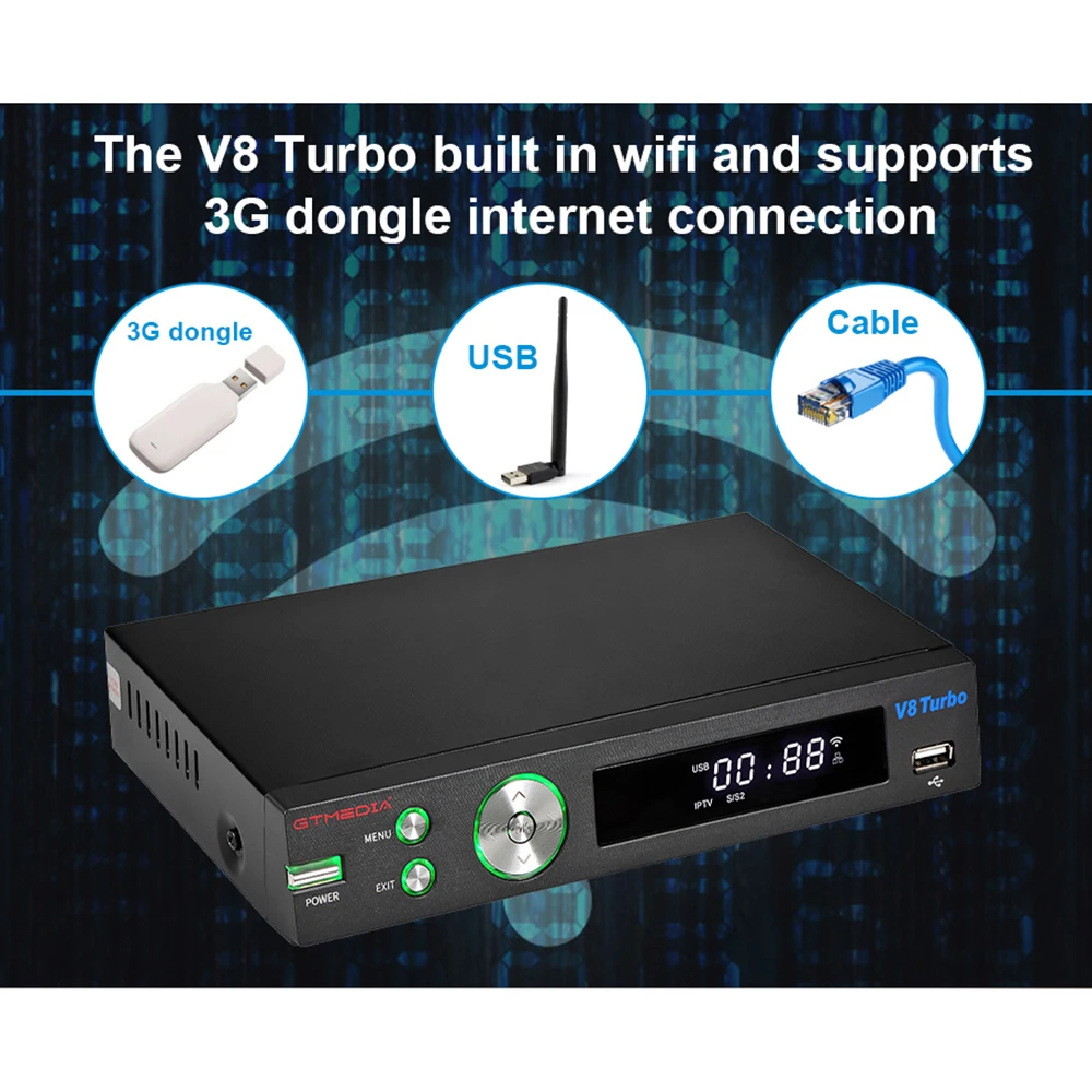Спутниковый ресивер GTMEDIA V8 Turbo iptv box DVB-S2/T2/C поддержка Tivusat CA Card Slot ccam 1080P Full HD H.265 Pk NOVA