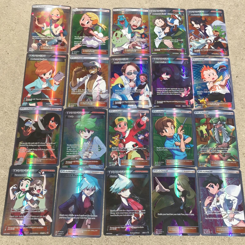100 шт./кор. Pokemon флэш-карты PTCG боевые карты не повторяет 92 шт. тренер и 8 карточки для