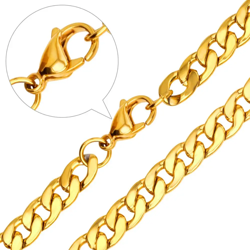 

LUXUKISSKIDS 5mm Gold Chain Necklace For Men Women 316L Stainless Steel Necklaces 5mm DIY Long Snake Men Chain Wholesale