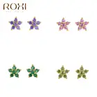 Женские серьги-гвоздики из серебра 925 пробы с радужным камнем