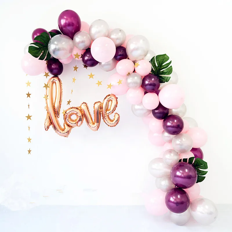 89 шт. комплект гирлянды из розового золота воздушные шары в виде сердца розовый
