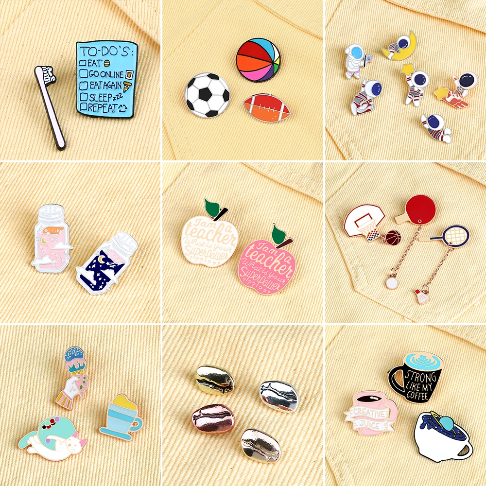 2-6 шт./лот эмалированные булавки с героями мультфильмов милый астронавт