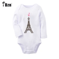 the top two pink love the eiffel tower ufo alien face printed newborn baby outfits long sleeve jumpsuit 100 cotton