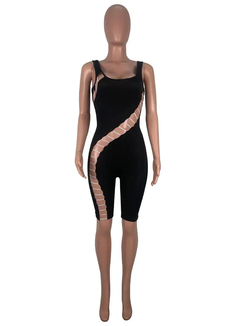 

ZOOEFFBB Solid Backless Bodycon Playsuit for 2021 Fashion Women Summer Clothes Rompers One Piece Jumpsuit Sexy Vacation Outfits