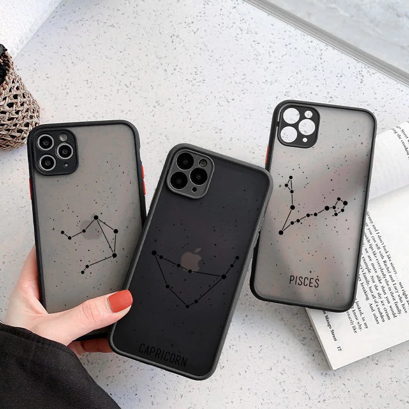 

Twelve constellations Phone Case For iPhone 11 12 Pro Max X XR XS Max Cases For iPhone 8 7 Plus Hard PC Matte Clear Back Cover