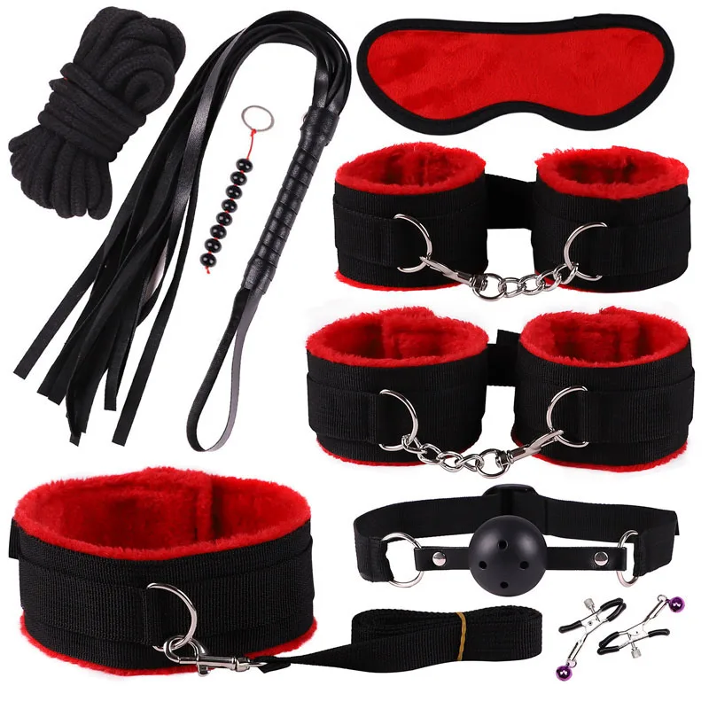 Японские секс игрушки женский набор для бондажа наручники кнут маска кляп секса