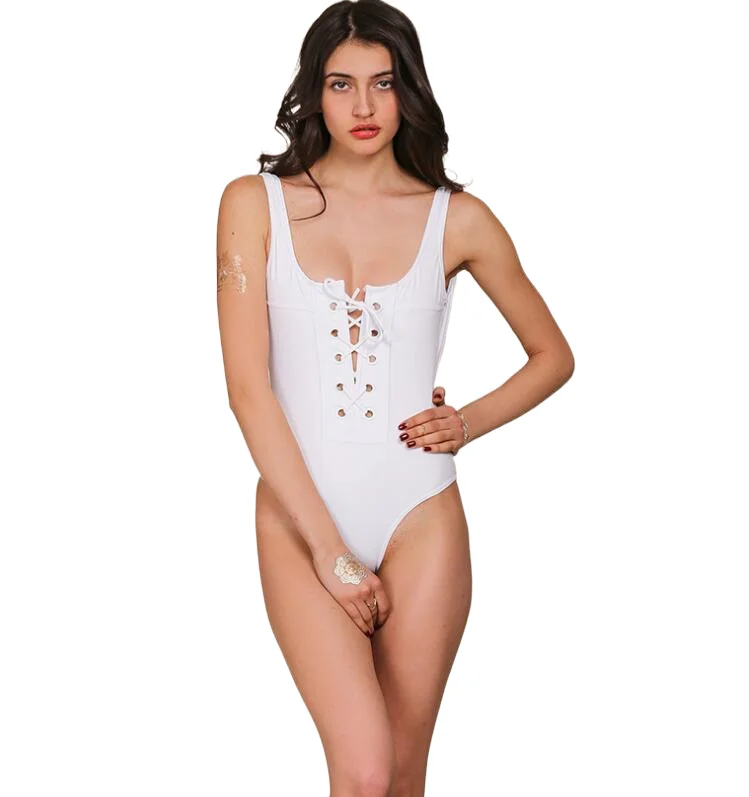 

2021 New Sexy Bandage Lace Up 1Pcs Swimsuit Women Bathing Suit Swimwear Hollow Out Bodysuit S-XL