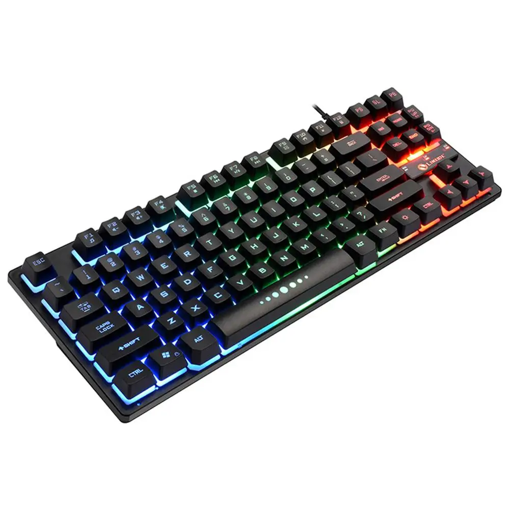 

Gaming Mechanical Feel Keyboard Blue Red SK87 USB Wired Mechanical Feel Keyboard Gaming PC Keyboard with RGB 3 Color Backlight