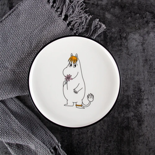 F 1PCS Скандинавский стиль Moomin 8 дюймов стейк керамическая тарелка рисовая чаша ложка Amy Shili мультфильм керамическая детская посуда - Цвет: F 1PCS