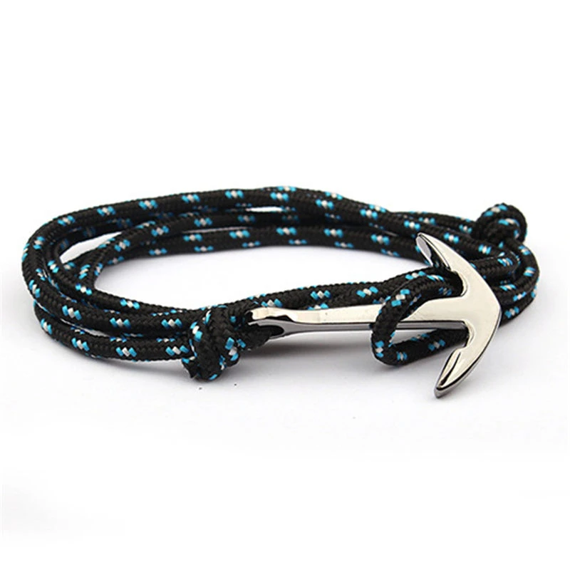 1-3 Adjustable Paracord Anchor Bracelet Woman Men Charm Bracelets Alloy Anchor Nylon Rope Chain Armband Vintage Bracelets& Bangles - Окраска металла: 1-3