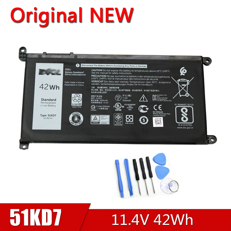 

51KD7 новый оригинальный аккумулятор для ноутбука DELL Chromebook 11 3180 3189 11,4 в 42Wh P26T FY8XM Y07HK