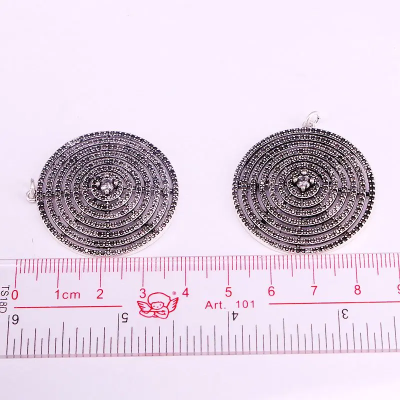 4 шт. круглые подвески серебряного цвета с фианитами | Украшения и аксессуары
