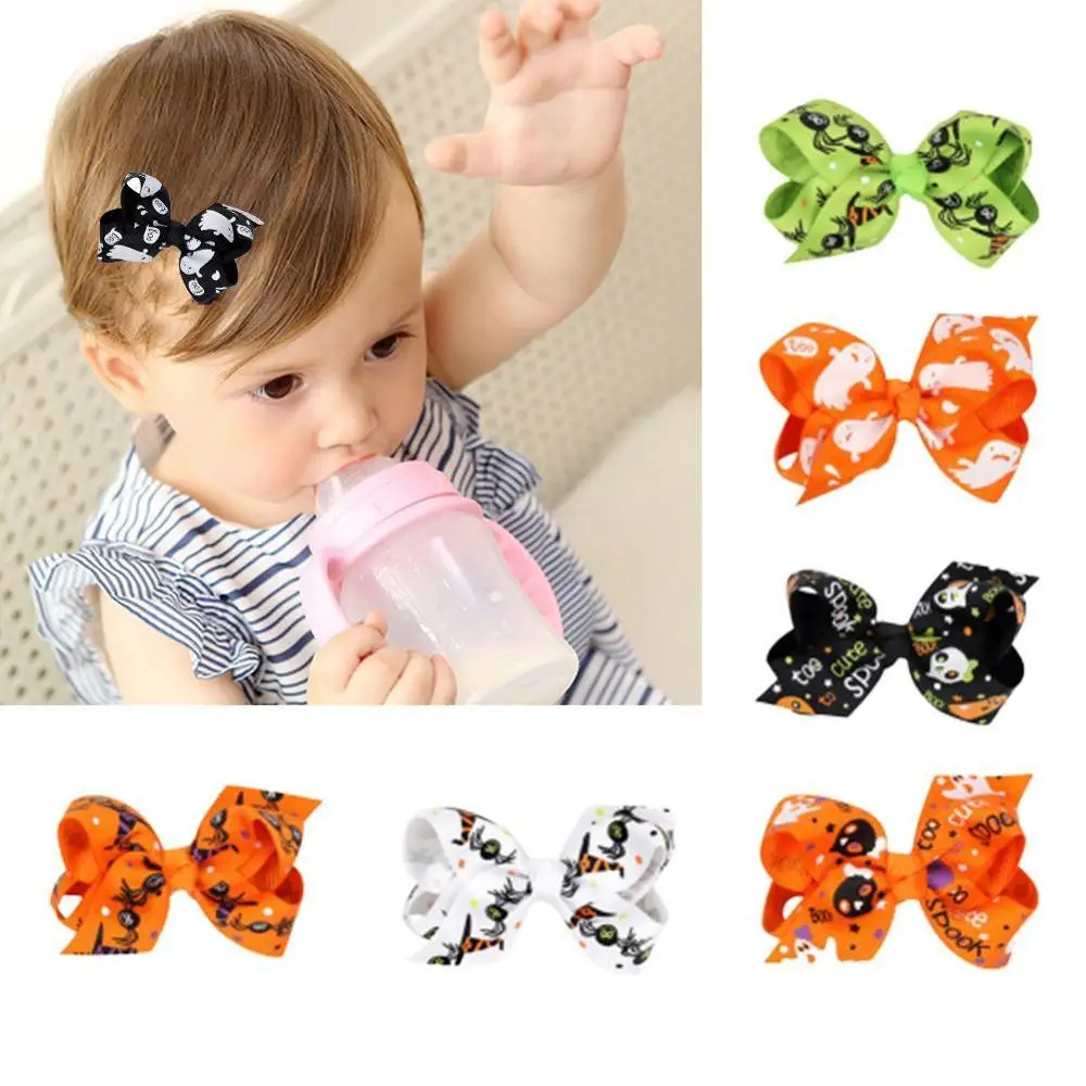 1Pcs/Lot Boutique Halloween Hair Bow With Clips For Kids Pumpkin Accessories | Детская одежда и обувь