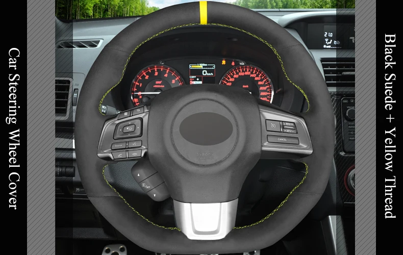 LQTENLEO черная замша DIY Ручная сшитая крышка рулевого колеса автомобиля для Subaru WRX(STI)- Levorg
