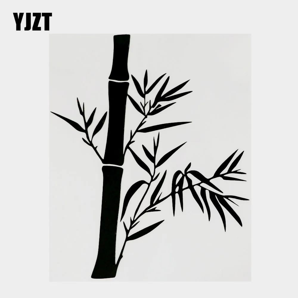

YJZT 13,6 см × 17,2 см Виниловая наклейка на автомобиль в виде растения из бамбука черная/серебряная наклейка 18B-0193