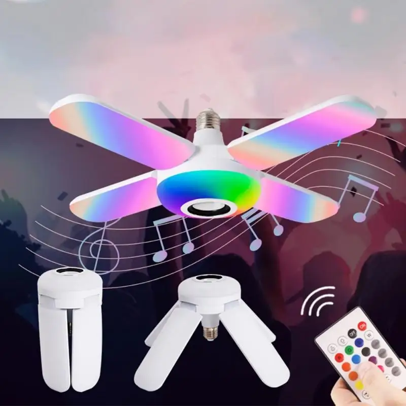

RGB LED Garage Ceiling Light APP Music Light 4 Panels Deformable Ceiling Lamp Bulb With Remote Control Foyer Bedroom