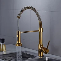 kitchen sink faucet soild brass hot cold kitchen sink mixer tap single handle rotate with spring pull down mode goldblack