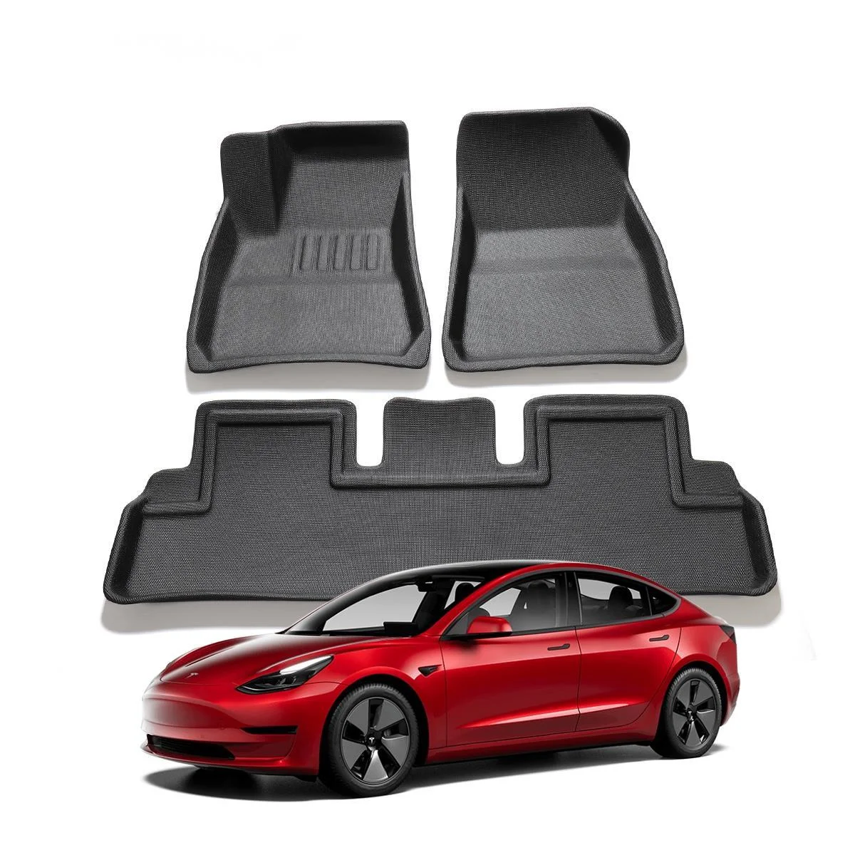

3 шт./компл. автомобильный всесезонный напольный коврик для Tesla Model 3, аксессуары XPE, новый дизайн, Нескользящие, для любой погоды, напольные ко...