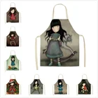 кухонные аксессуары фартук для кухни Новый Кухонный Фартук с мультяшным персонажем, Женский Льняной Фартук для уборки дома, аксессуары для защиты от масла, фартук для барбекю