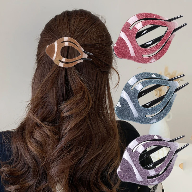 

Shiny Acrylic Hairpin Large Plastic Duckbill Clip Hair Claw Female Solid Color Barrettes Hair Clips for Women Fashion Headwear