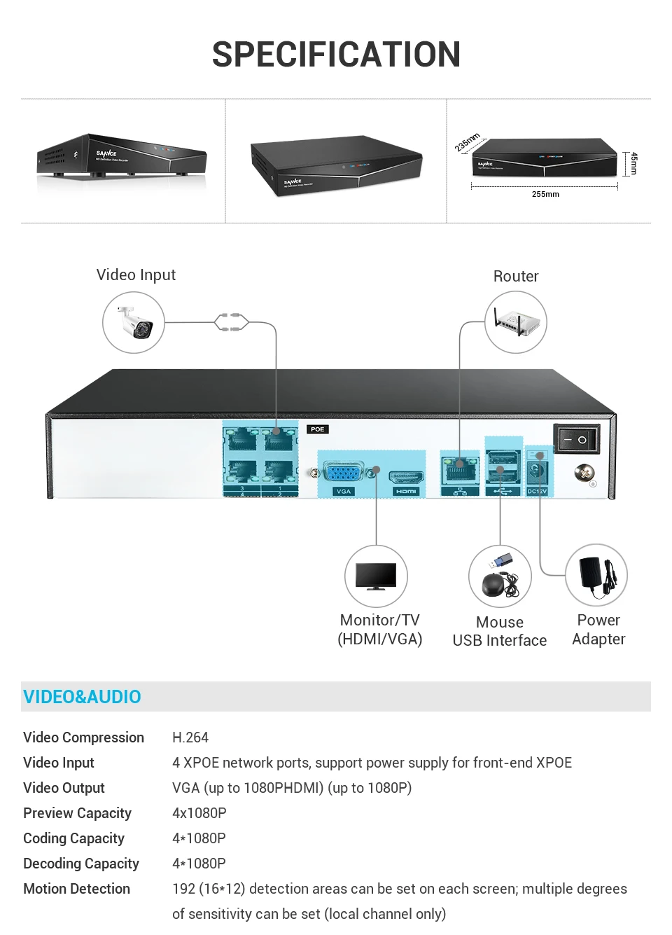 SANNCE 4CH HD 1080P XPOE CCTV видео NVR система 4 шт. 2MP POE ip-камера для улицы, защищенная от атмосферных воздействий, Домашняя безопасность, наблюдение, Wi-Fi комплекты