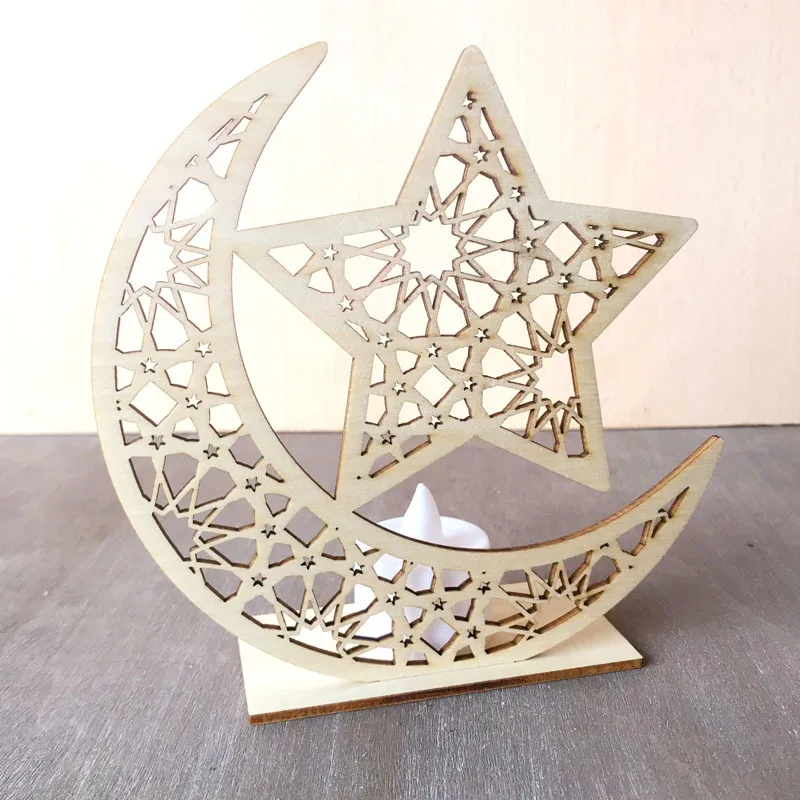 Светодиодный светильник Рамадан Деревянный дом луна мусульманская мечеть