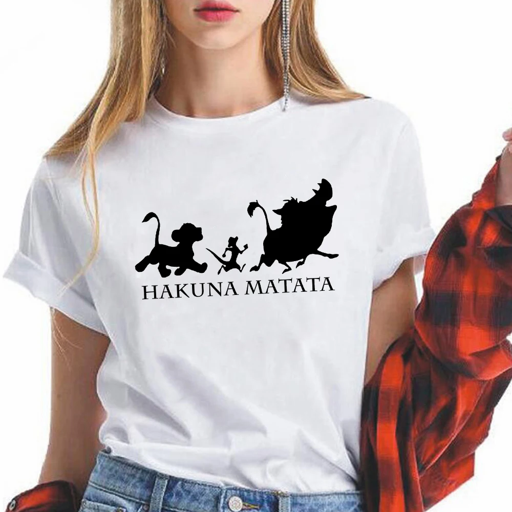 Домашняя одежда Disney HAKUNA MATATA летняя модная футболка с графическим рисунком Simba Timon