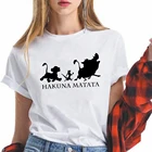 Домашняя одежда Disney HAKUNA MATATA, летняя модная футболка с графическим рисунком Simba Timon Pumbaa, женские топы, базовые футболки, забавная футболка для девочек