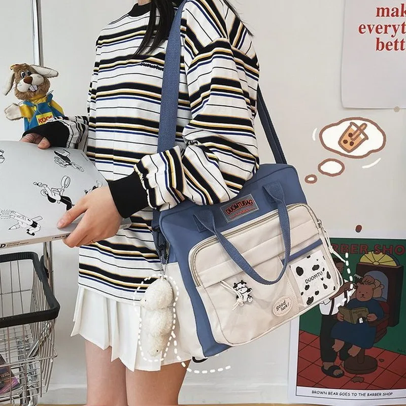 

Cute Cow Spots Backpack Female School Bag For Teenage Girls Students Laptop Handbag Fashion Casual Crossbody Bags Shoulder Bags