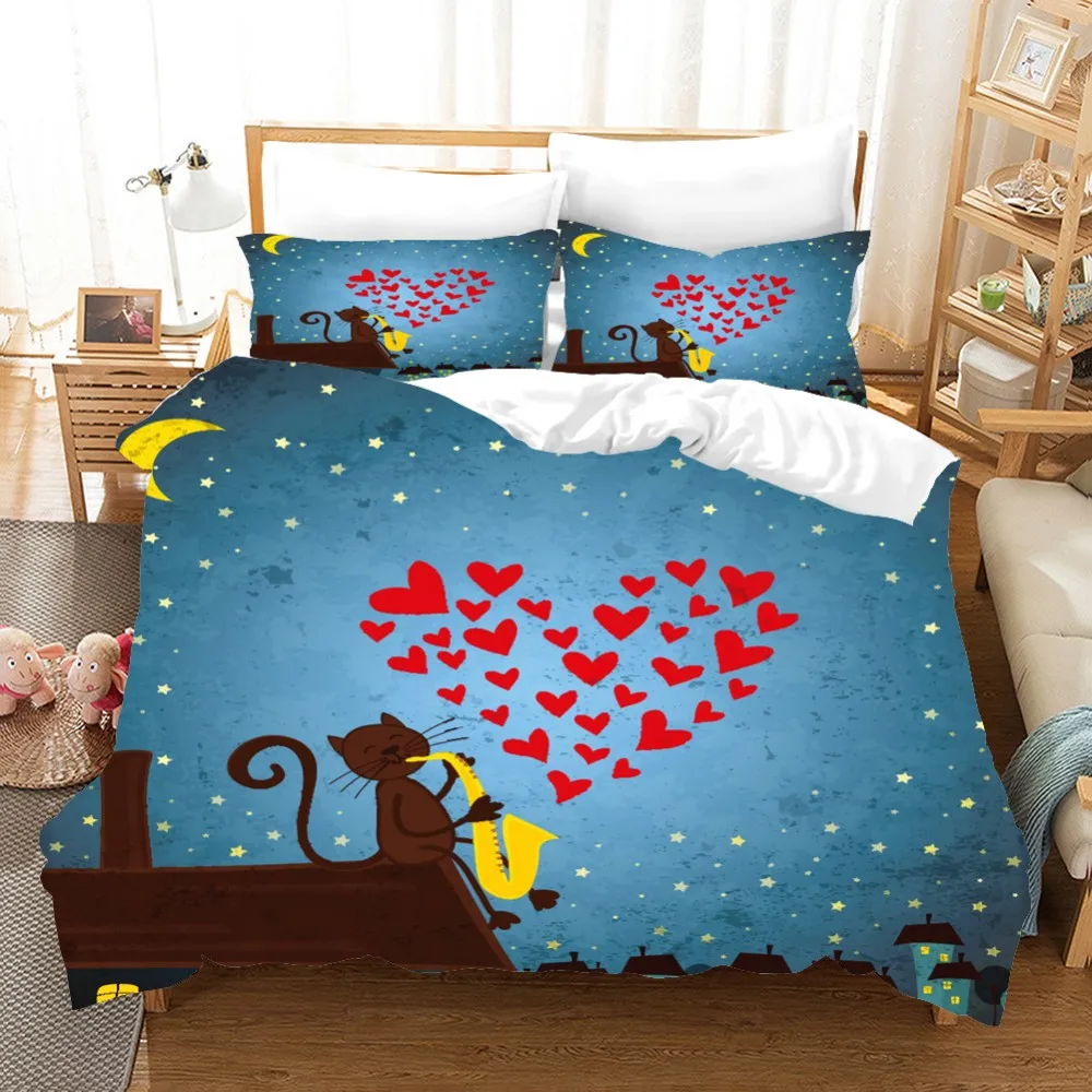 

3D Print Peacock-Cat Owl Koala Nature Cute Animal Comforter Bedding Set Queen Twin Single Duvet Cover Set Pillowcase Home Luxury