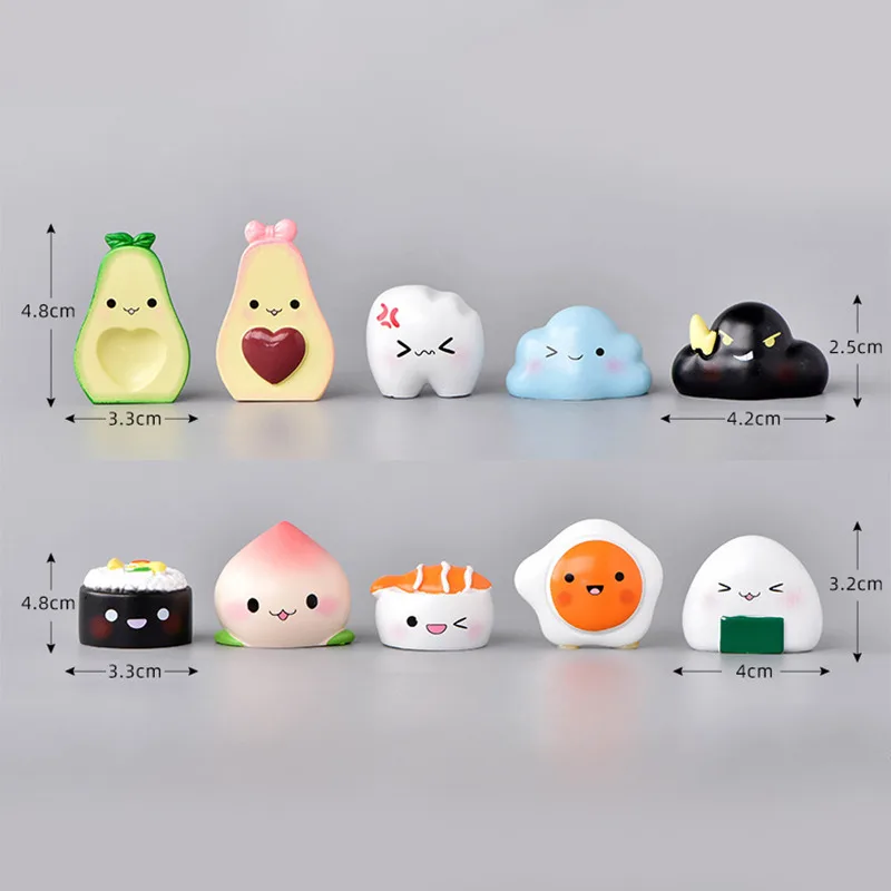 Милая имитация авокадо персик суши искусственная Смола мультяшная модель