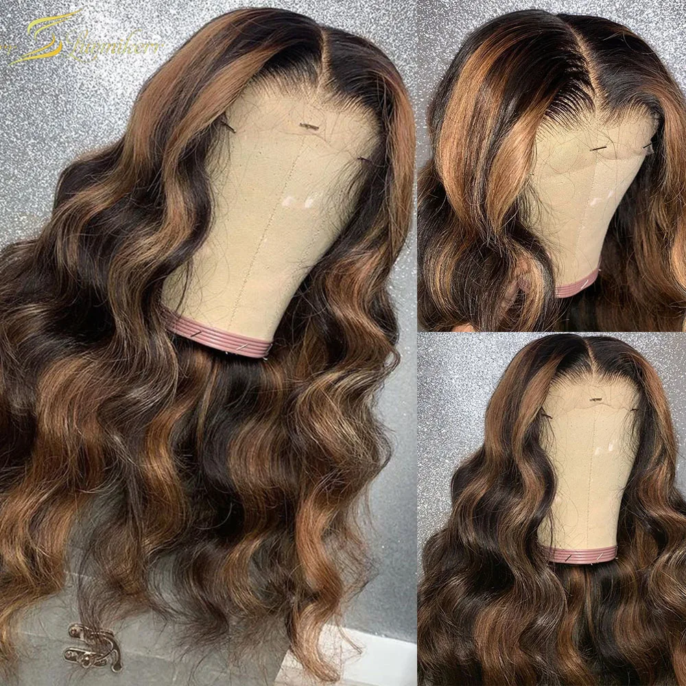 

Loose Deep Wave Frontal Wig Ombre Honey Blonde Highlighted Wig Human Hair Body Wave Lace Front Wig Full Preplucked 13x6 HD Lace
