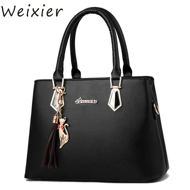 WEIXIER New Luxury Women Bag 2 Pieces Set solid bag Fashion Shoulder Messenger PU Leather Composite V1-71 | Багаж и сумки