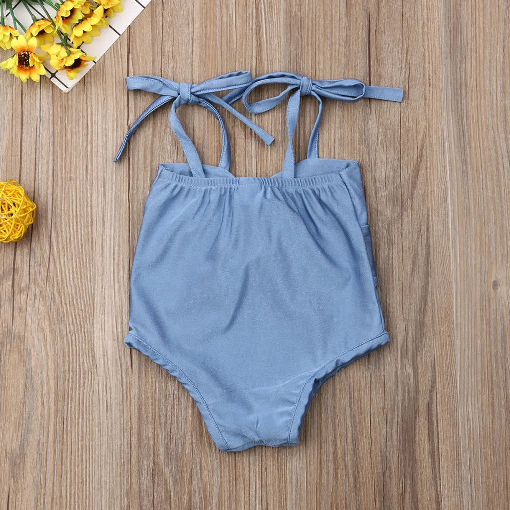 Летнее бикини для маленьких девочек купальник с цветочным принтом и открытой